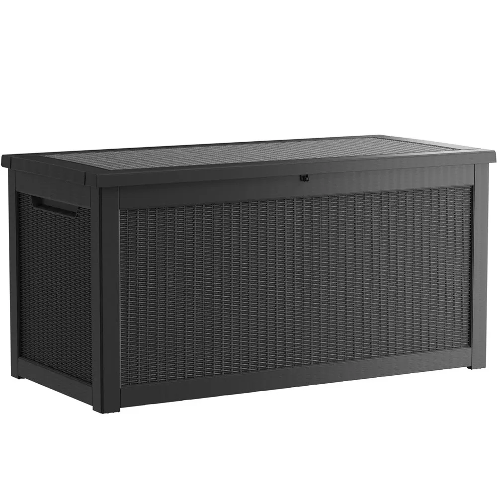 380 Gallon Outdoor Storage Box Extra Large Waterproof Resin Deck Box with Lockable Lid Storage Bin for Patio Furniture