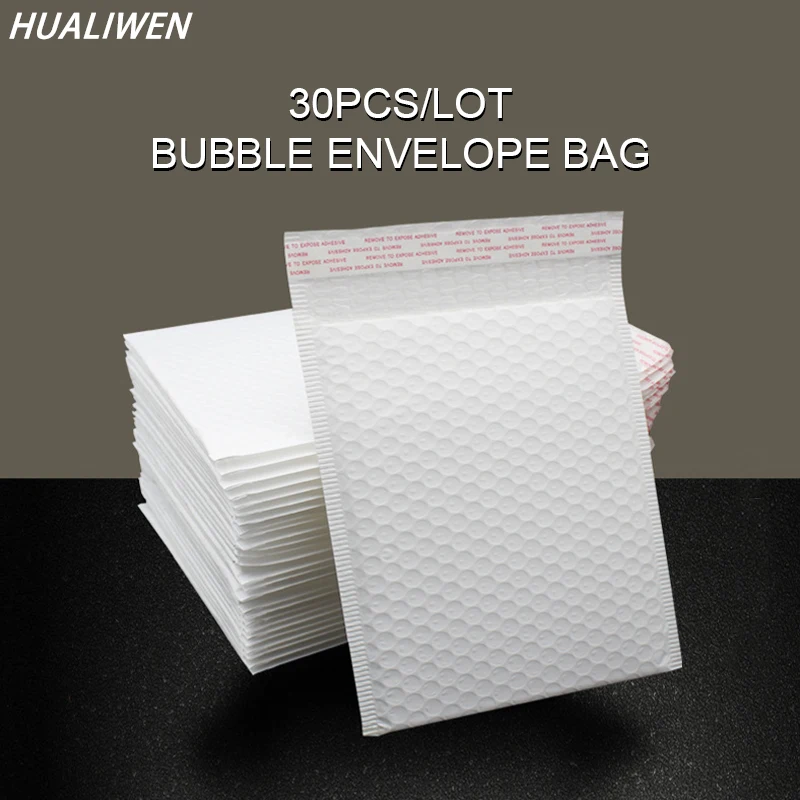 30Pcs White Bubble Envelope Bag, Poly Mailer, Self Seal Mailing Bags, Padded Envelopes for Magazine, Lined Mailer Package Bag,