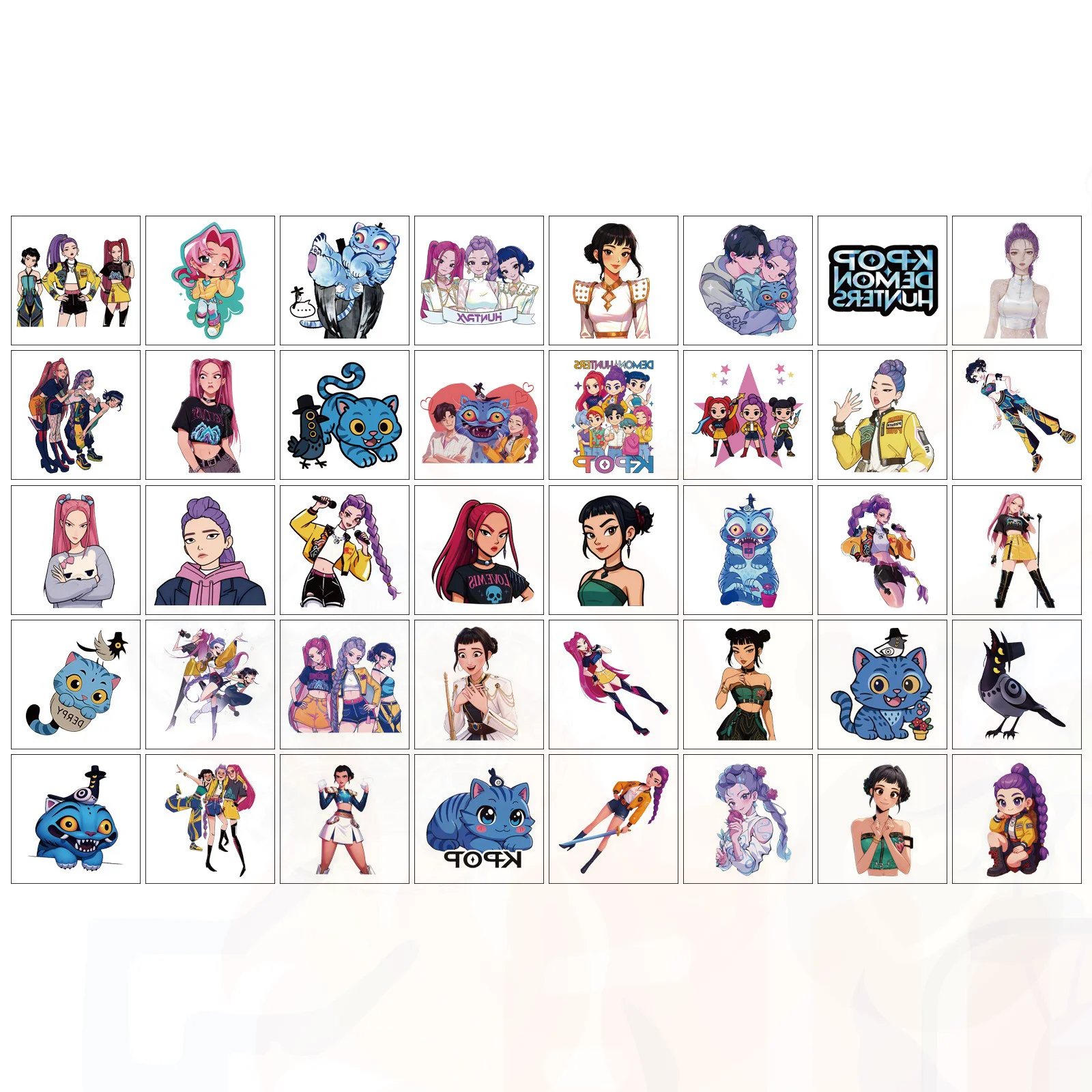 1 مجموعة جديدة الكرتون Kpop شيطان الصيادين المؤقتة الوشم ملصق رومي لطيف مقاوم للماء الوشم لهدية حفلة مضحكة #4