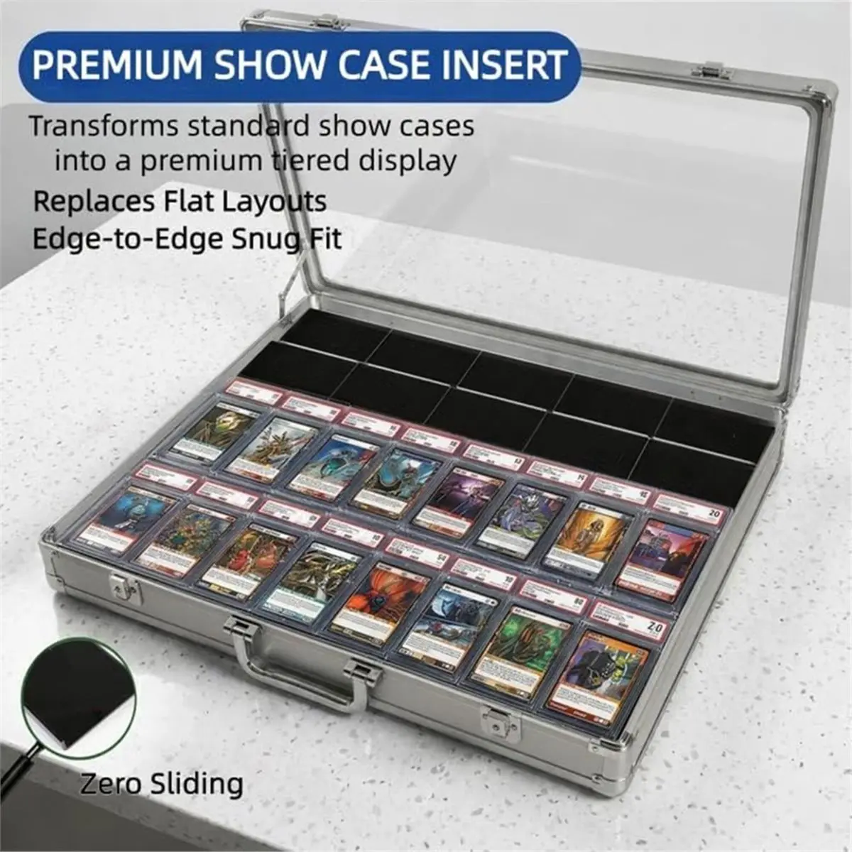 2026 New 30 Pack Modular Acrylic Graded Card Display Risers, Black Trading Card Stands for Showcase & Sorting
