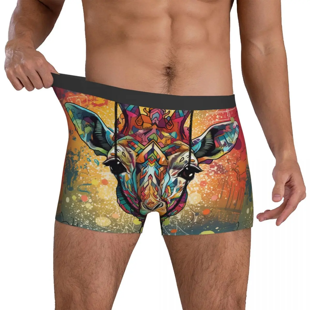 Giraffe Underwear Wall Graffiti Various Styles Men's Underpants Customs Cute Trunk Hot Boxer Brief Plus Size