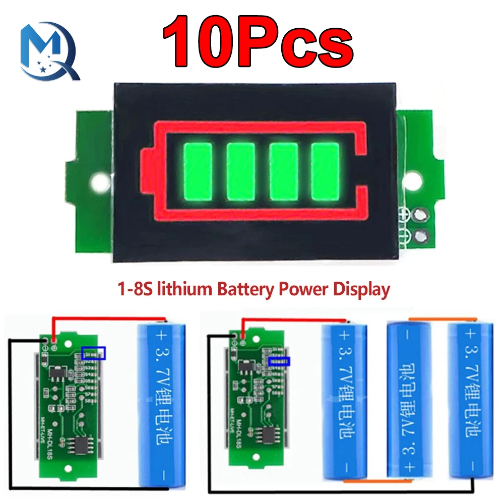 1S-8S 3.7V Lithium Battery Capacity Indicator Module Electric Vehicle Battery Power Tester Li-ion 1-8S Low Voltage Buzzer Alarm