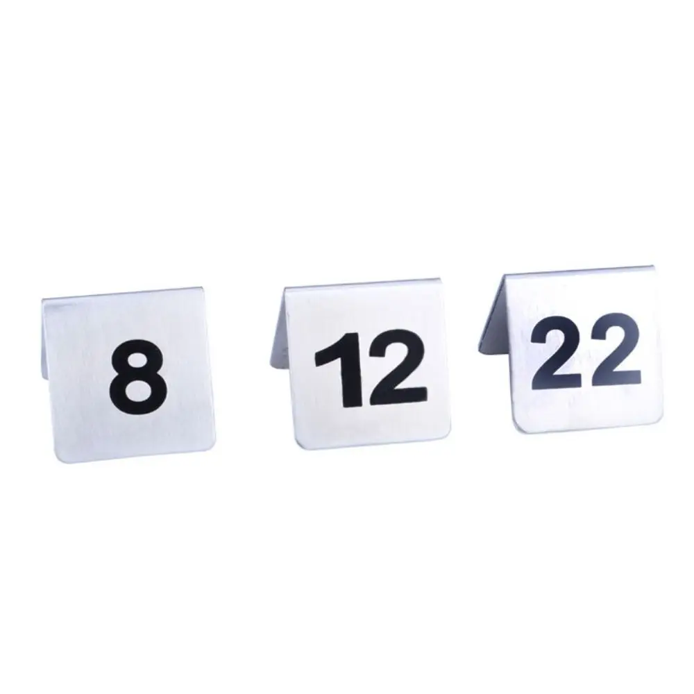 10Pcs/Set Stainless Steel Table Number Plate Double Sided Numbered 1 Through 20 Digital Card Plate Desktop Number Sign - view 4