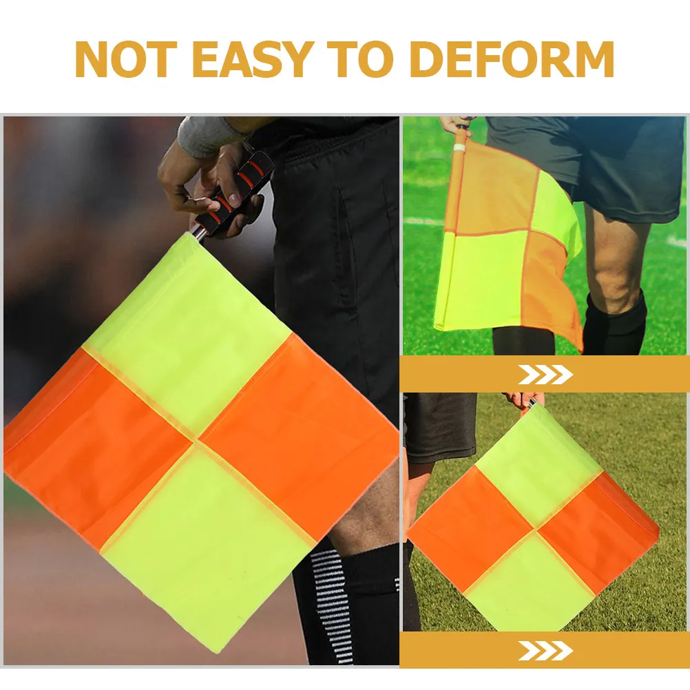 2Pcs Warning Referee Flags Competition Signal Flags Stainless Steel Handle Spongy Grip Light Weight for Traffic Direction Soccer view 6