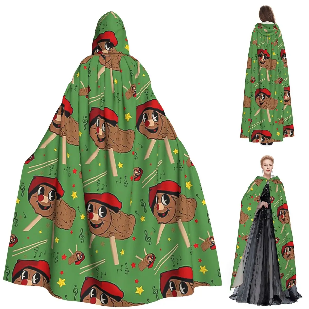 

Caga Tio Adorable Catalan Christmas Pooping Log Long Hooded Cloak Witch Medieval Costume Cosplay Cape HalloweenParty