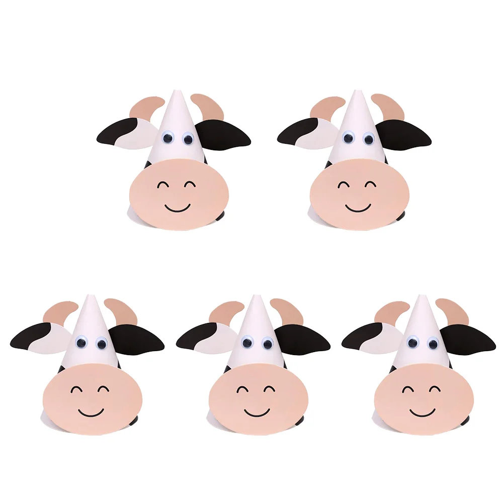

5pcs Birthday Hats DIY Paper Cartoon Animal Caps for Kids Party Decorations Reusable Creative Gifts Children Festivals