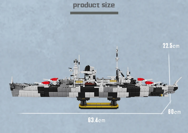 Militärschiff des Zweiten Weltkriegs Batisbricks Deutschland Admiral Hipper-Klasse Kreuzer Modellbausatz Fahrzeug-Bausteine Spielzeug mit Licht – Detail 8
