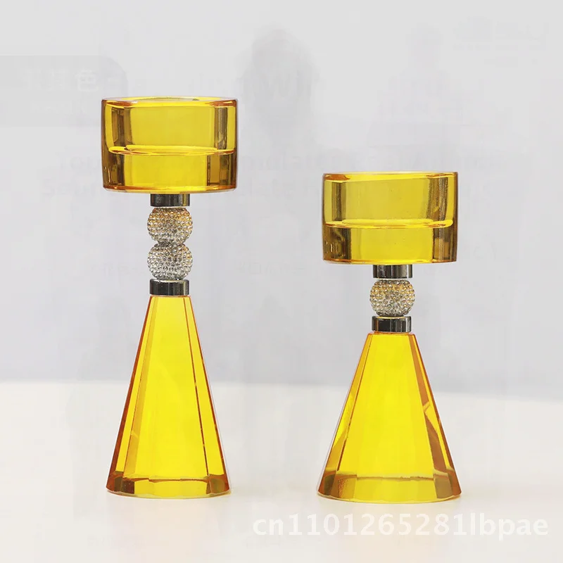 

Creative Crystal Candlestick Aluminum Alloy Aromatherapy Candle Holder for Dining Table Home Restaurant Model Room Decor