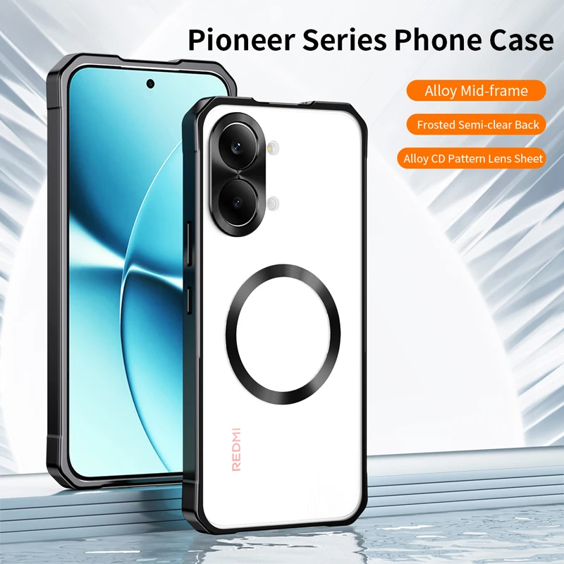 

For Xiaomi Redmi Turbo 5 Max Trubo5 Case Shockproof Magnetic Translucent Matte PC + Aluminum alloy Frame Anti-fingerprint Cover