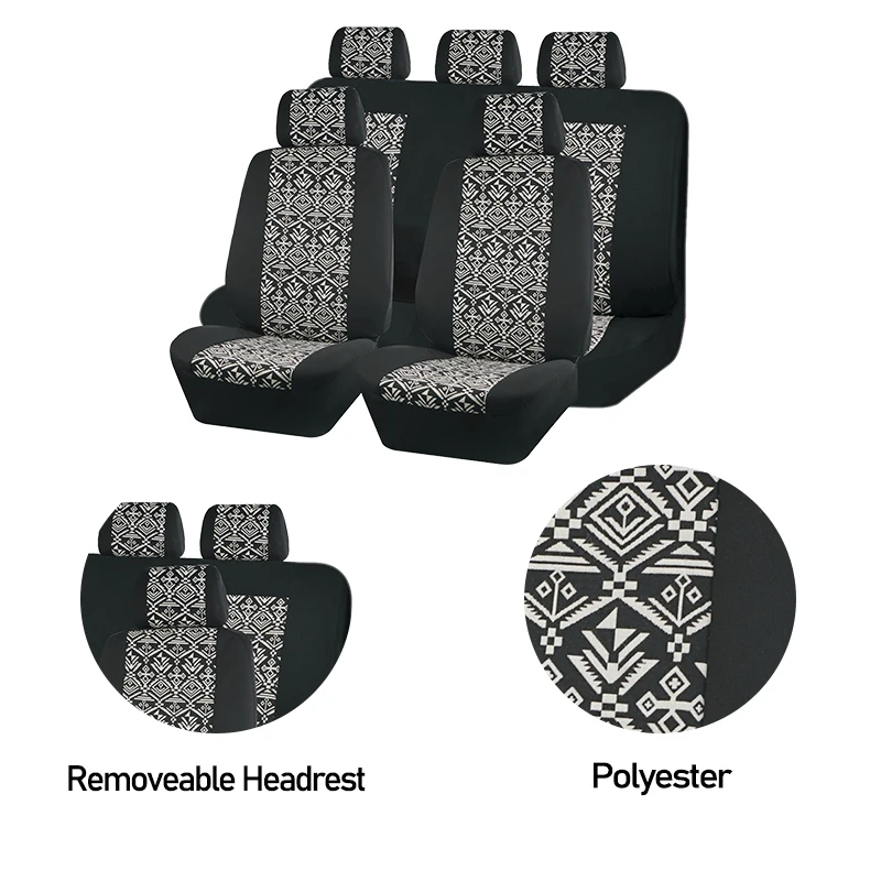Universal Car Seat Cover Polyester Cloth Sandwich Color Strip Cloth Seat Car Cover With 3 Zippers Fit Most Car SUV Truck Van