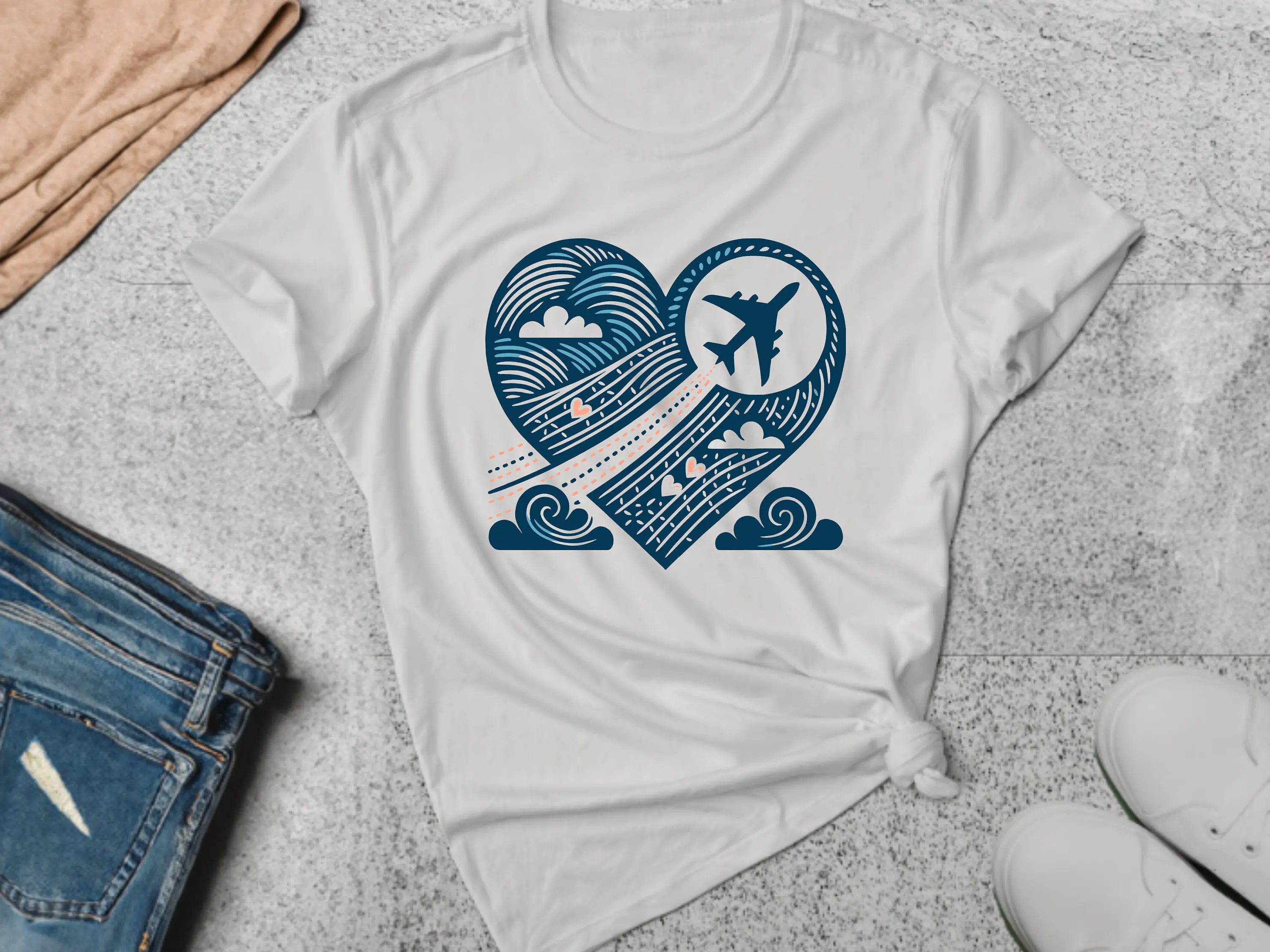 Travel T Shirt Pilot Aviation Sky Love Airplane