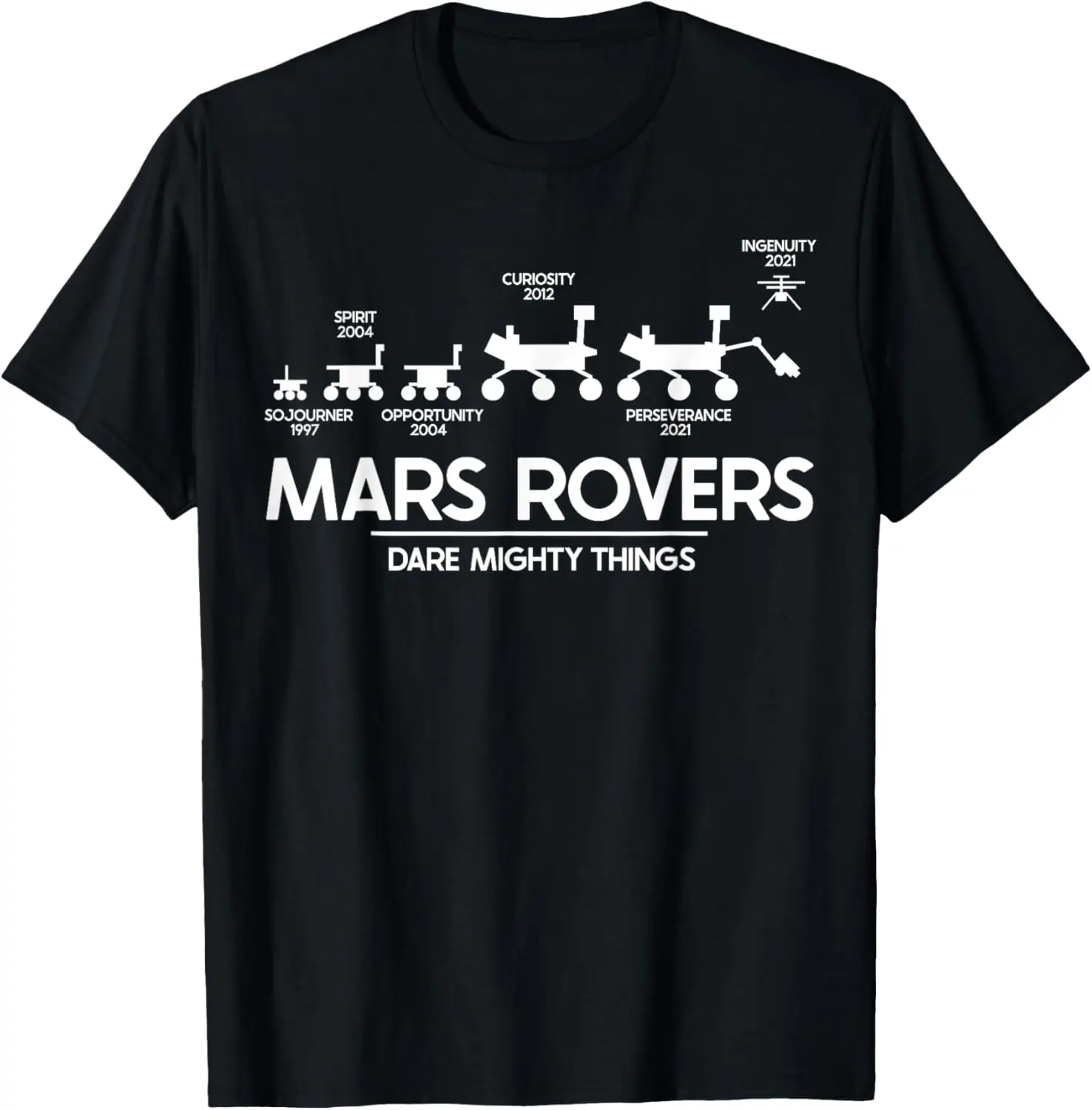 Mars Perseverance Rover Dare Mighty Things Landing Timeline T-Shirt