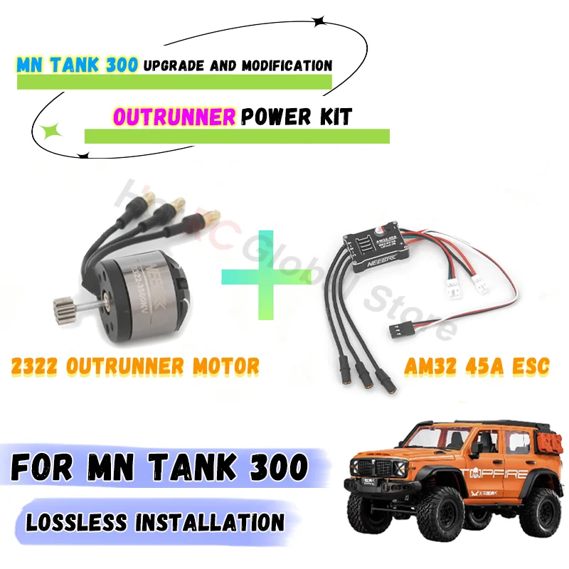 2322 2600kv 3500kv motor sem escova am32 45a metal esc plugue original para 1/12 rc carro rastreador mn300 tanque 300 kit de energia atualização