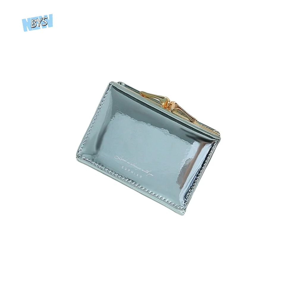 

Retro Multi-card Slot Laser Short Wallet Hasp Multifunctional Triple Fold Wallet Small Colorful Card Holder Lady