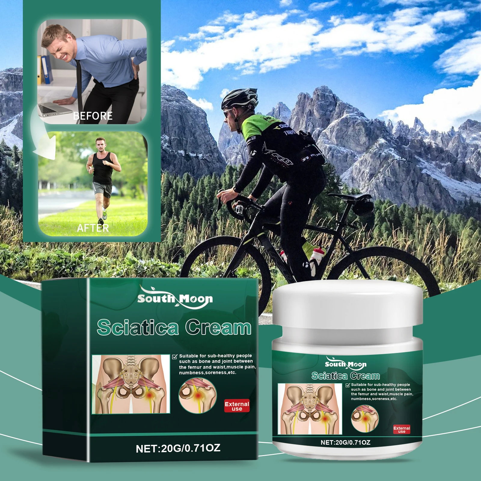 Sciatica Relief Cream Relieve Sciatic Nerve Muscle Joint Ache Soothe Waist Shoulder Hip Stiffness Numbness Body Care Ointment 20