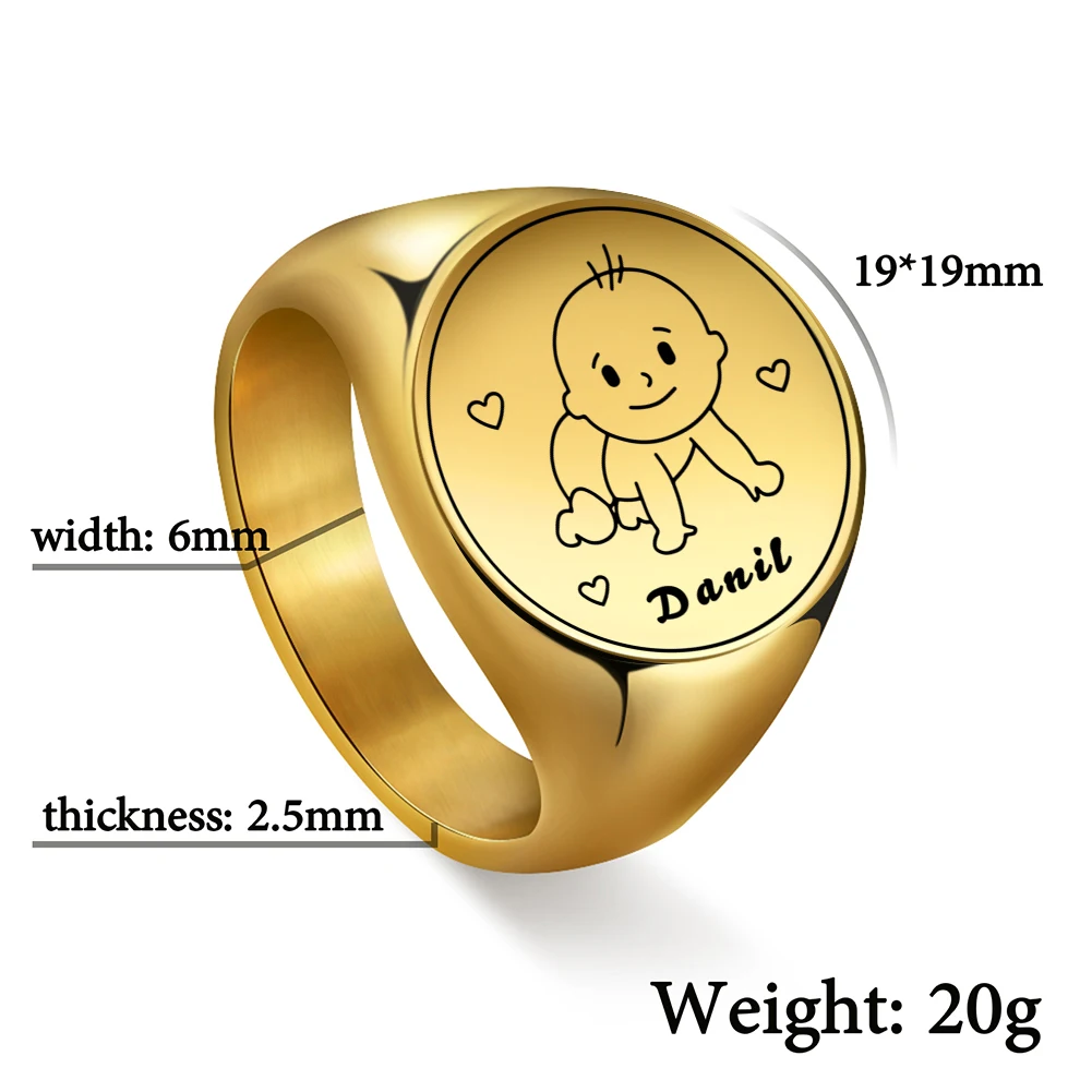 

Customized Parent-Child Commemorative Ring, Baby Pattern+Name Carving, Personalized Customized Ring, Exclusive Gift For Parents