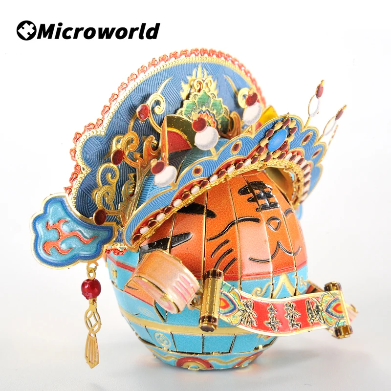 Microworld-rompecabezas de Metal 3D de la cultura de la Ópera de Sichuan, Kits de modelo de tigre divertido, rompecabezas de corte láser DIY,
