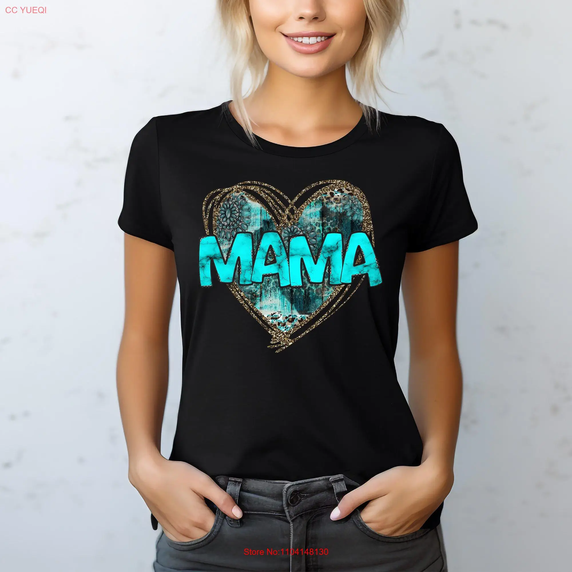 Mama HearT T Shirt New Mommy Blessed Mom Life Awesome Retro long or short sleeves
