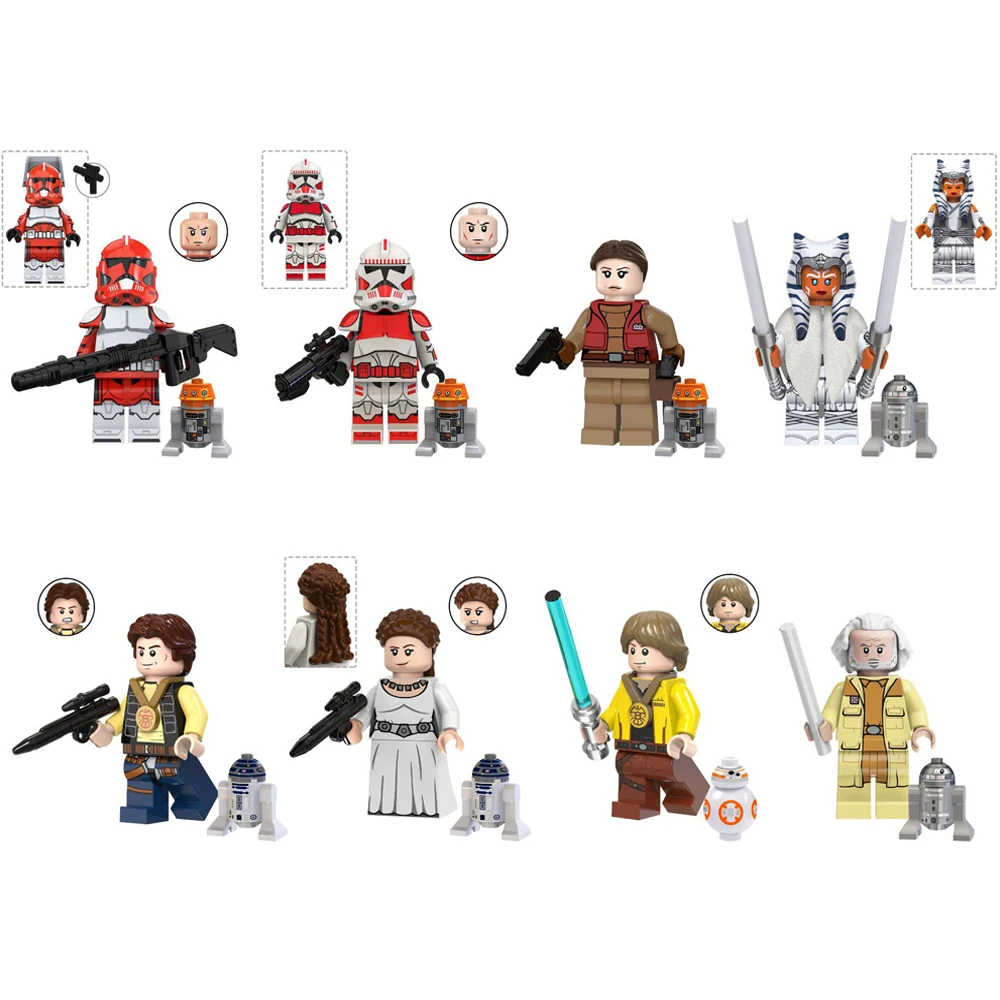 

Star Wars Series Building Blocks Commander Fox Clone Shock Troops Han Solo Luke Film Characters Kids Bricks Figura Assemble Toys