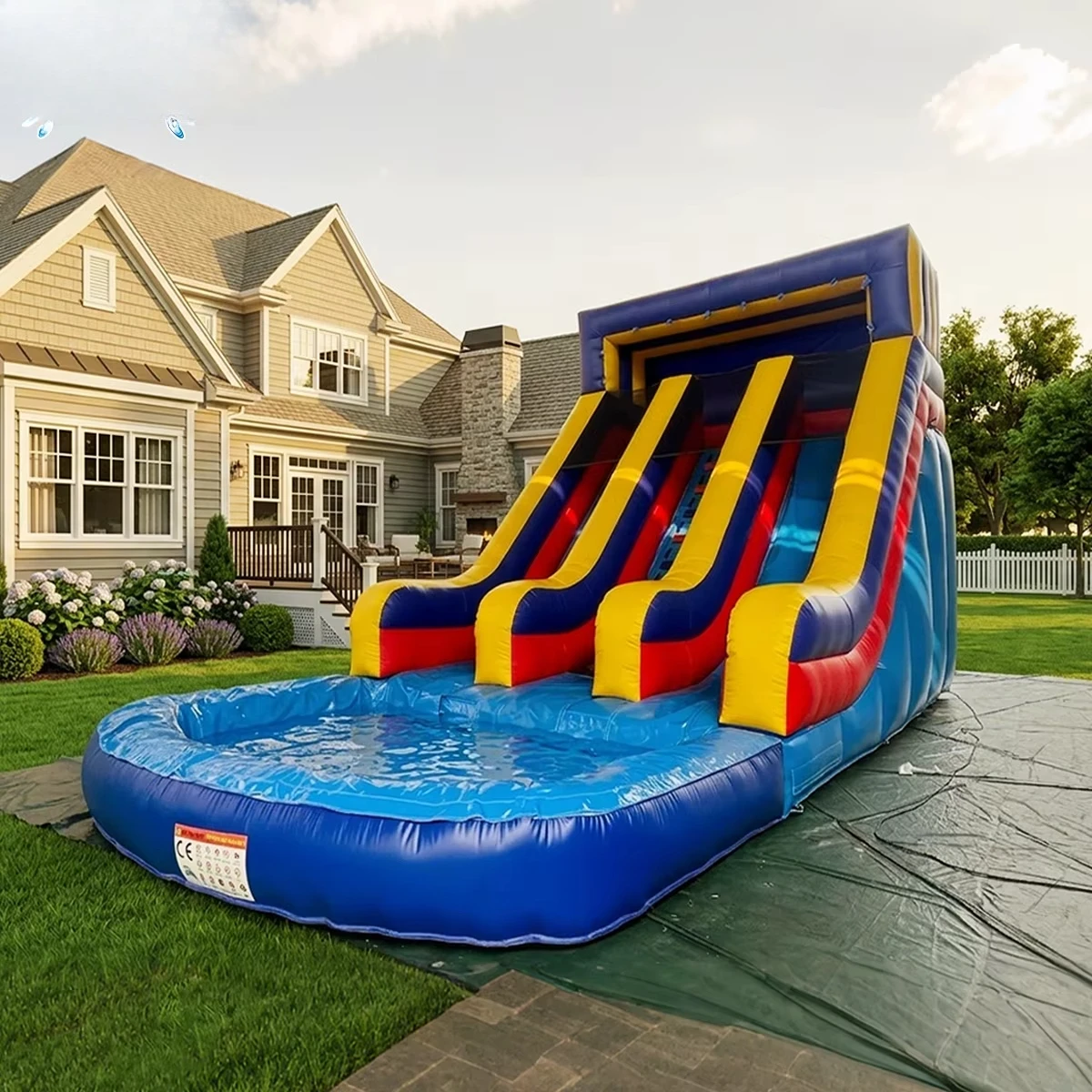 

Lilytoys Giant Commercial Double Chute Inflatable Water Slide Pool Suitable for Adult Kids Backyard Activities Party