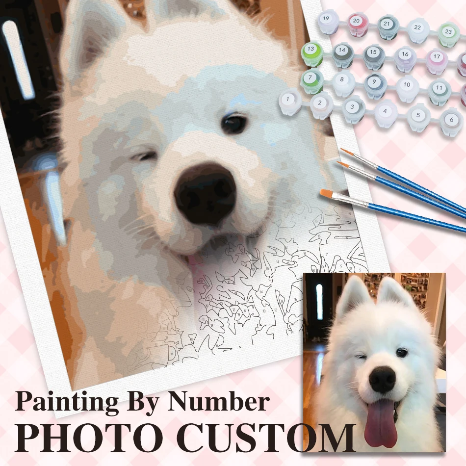 RUOPOTY 24/36/48 couleur Photo peinture personnalisée par numéros pour bricolage cadeau personnalisé Photo d'animal de compagnie personnaliser décors de maison