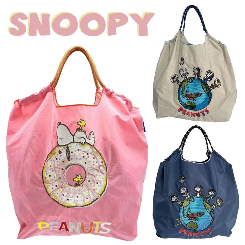 

Kawaii Snoopy Shoulder Bags Women Fashion Large Capacity Handbags Cartoon Foldable Lady Travel Shopper Bag Tote Pouch Girl Gifts