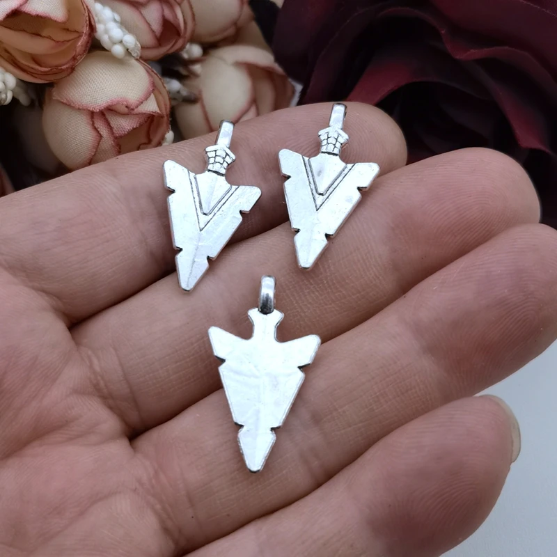 12pcs 28x15mm Triangle Bow Arrow Charm Pendants For Jewelry Making Arrowhead Pendants Charm ,DIY supplies, Jewelry accessories