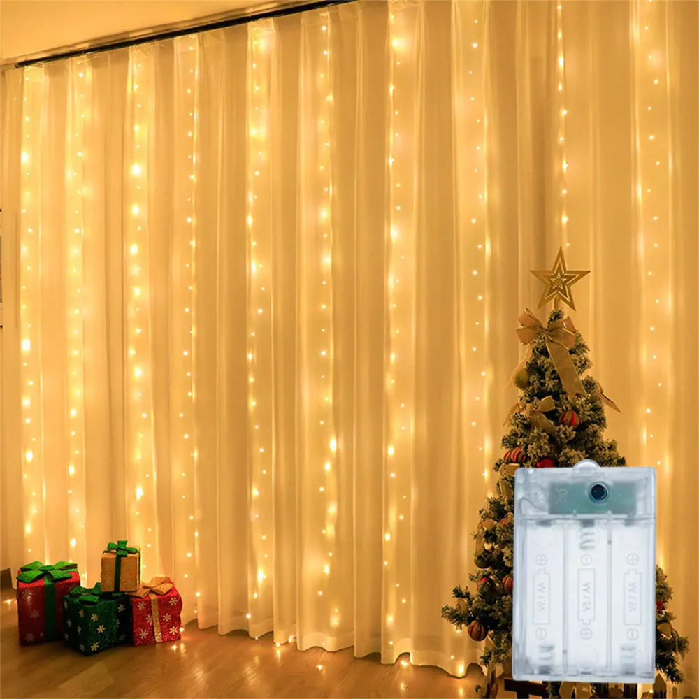 

Battery Power Festoon LED Curtain Light String Wedding Garland Holiday Party Ramadan Home Room Decoration Eid Mubarak ornament