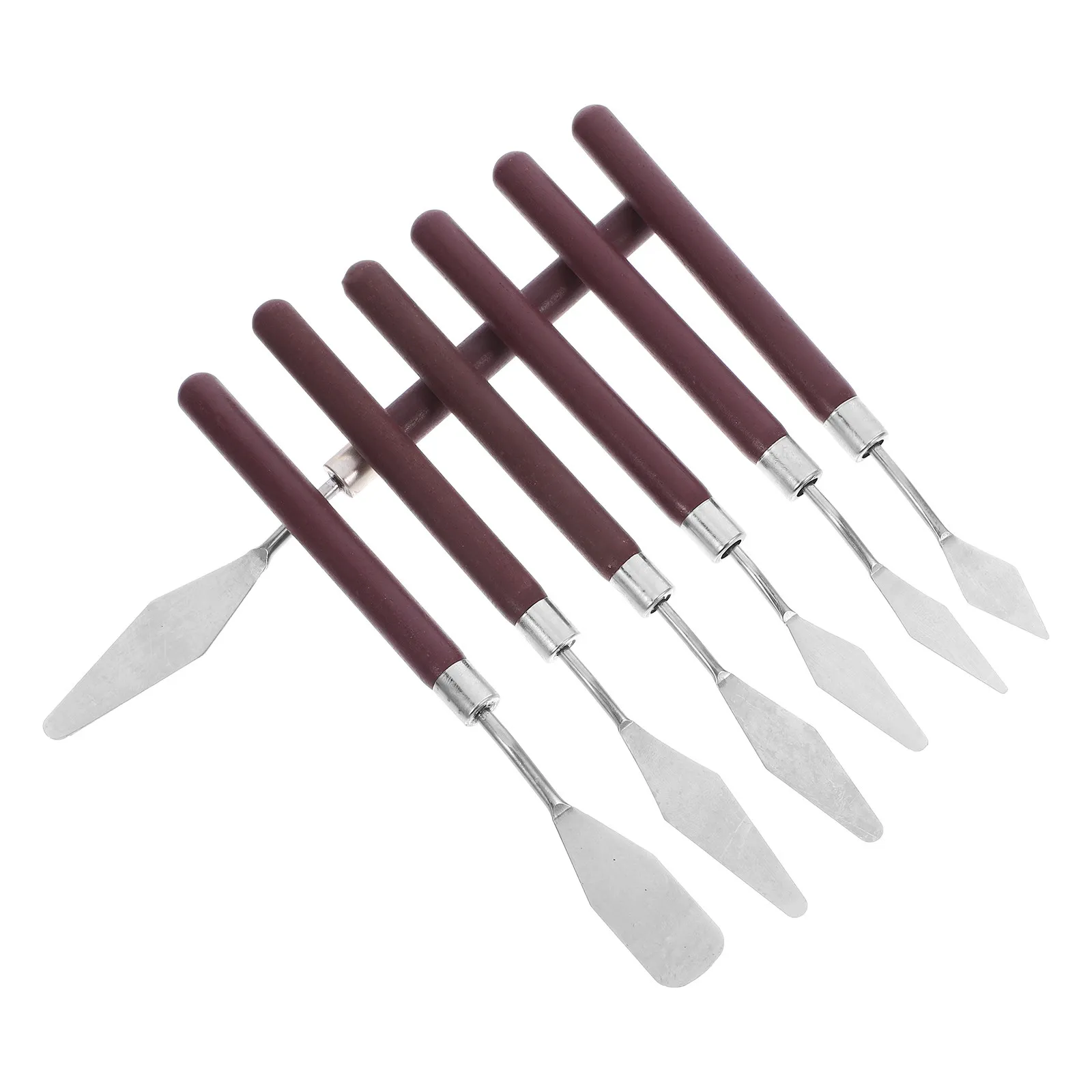 7Pcs Oil Painting Palette Knife Set Stainless Steel Sharp Pointed Tips Wooden Handle Flexible Scraper Artist Tool for Canvas