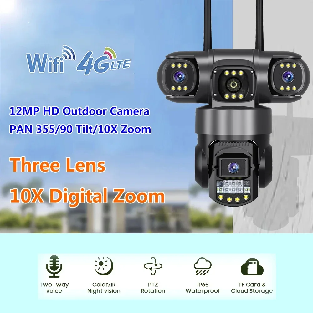 360 Monitor Outdoor Waterproof Security Cameras WiFi Network CCTV Camera 4G Sim Card Wireless IP Camera for Home Surveillance