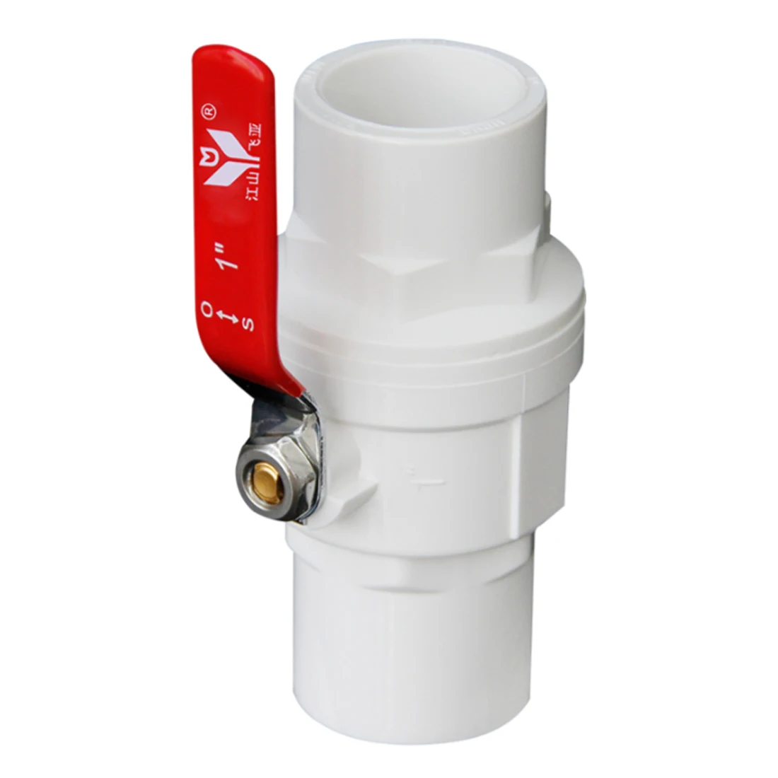 1PC Red Non-Slip Handle PVC Steel Handle Ball Valve 20/25/32/40/50-110mm Two-Way Sliding end Water Cut-off Flow Controller Valve