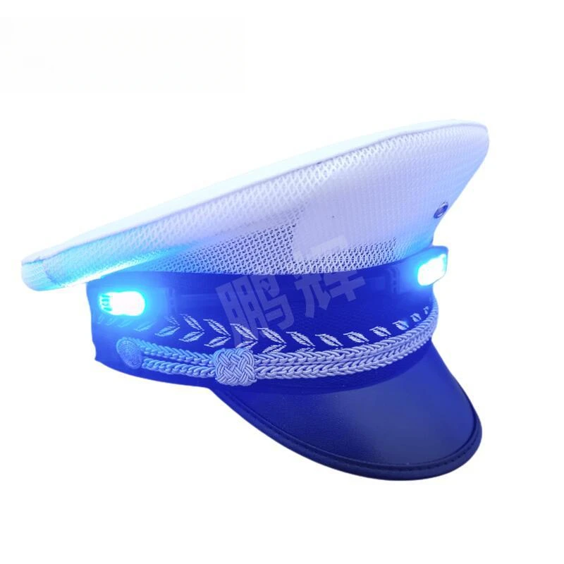 Head-mounted 360-degree Rotating Warning Hat Light Rechargeable Red and Blue Flash Duty Hat Light Traffic Command Hat Light