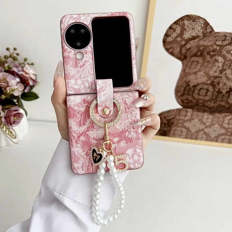 Bracelet Wrist Strap Phone Case for OPPO Find N3 N2 Flip N3flip N2flip Findn3flip Ring Retro PU Leather Protective Cover