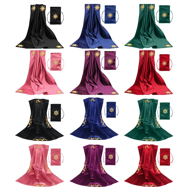 

Velvet Divinations Tablecloth with Tarot Pouch Bag Nordic Metaphysical Altar Cloth Cards Board Game Table Cover Card Mat