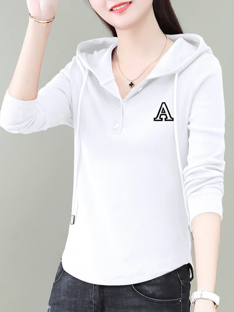 Chic Short Sleeve Long Hoodie Women's Fashionable Spring Autumn Wear Korean Style Commute Look Polyester Spandex Cotton Blend
