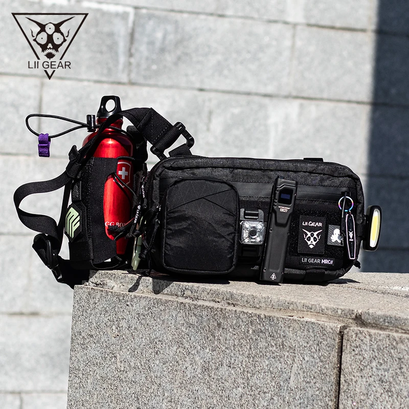 

LiiGear Bla Heavy-Du Уличная сумка через плечо на одно плечо Водонепроницаемый нейлон с полосками и квадратной сумкой