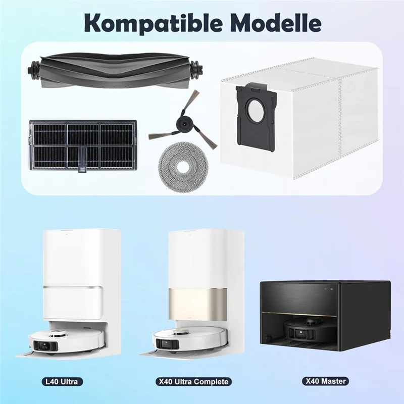 ABUD-Pengganti Aksesori Kompatibel untuk Penyedot Debu Robot Dreame X40 Ultra Complete / X40, Sikat Utama, Filter