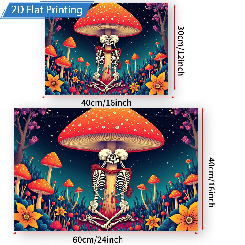 1 قطعة نسيج الجدار الفطر الغابات الهيكل العظمي نسيج ، بوهو جدار شنقا الفن لديكور غرفة النوم #3