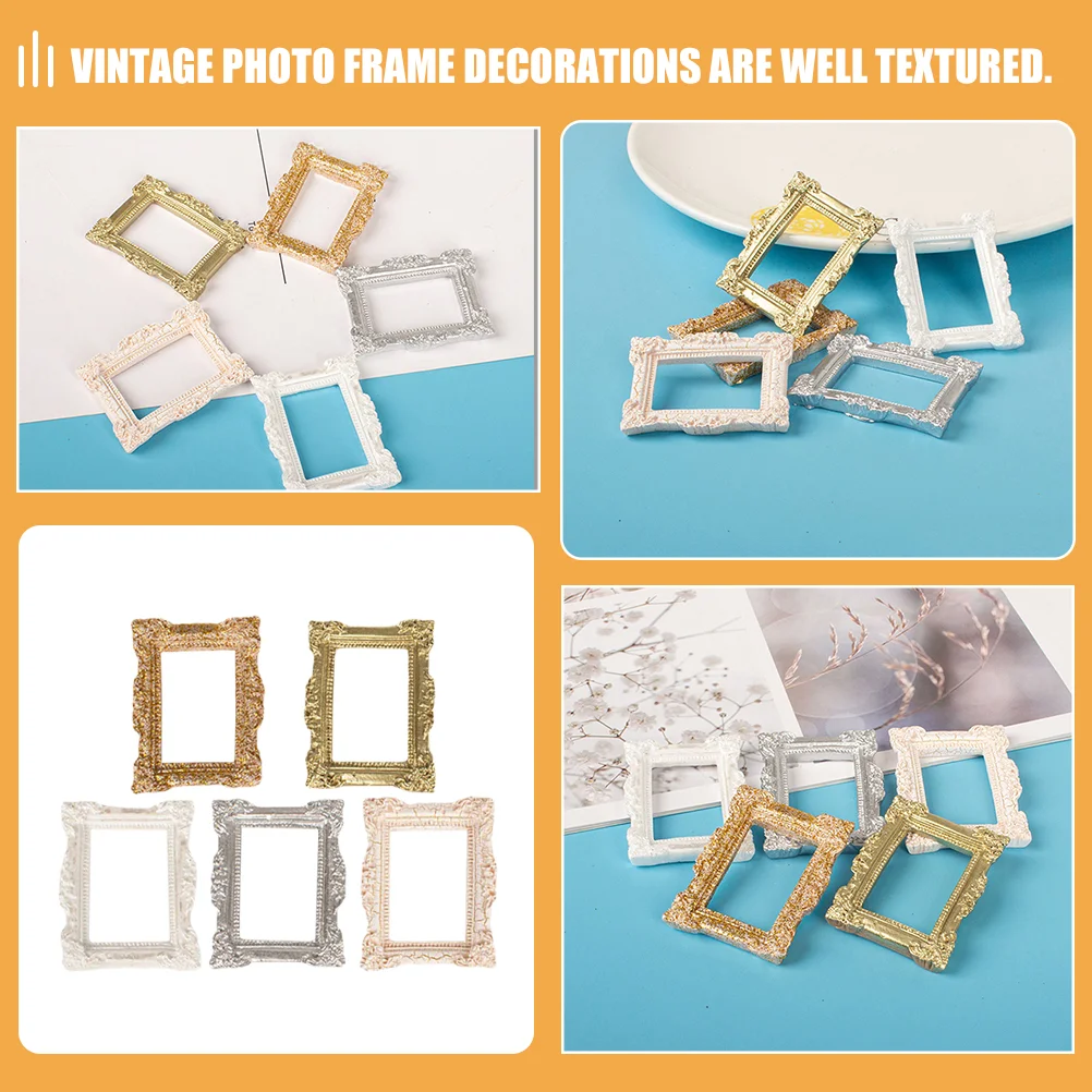 10 pièces Mini cadre Photo petits cadres Photo bricolage bâtons de fée bureau minuscule résine baguette familiale