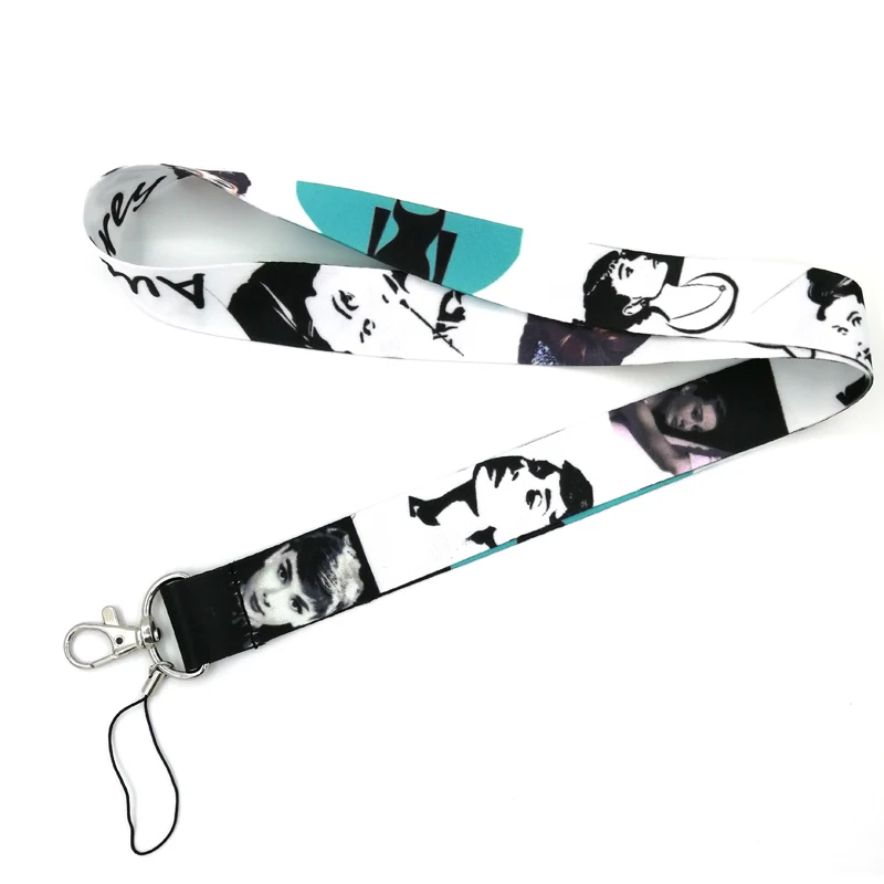 Audrey Hepburn Neck Strap Lanyard keychain Mobile Phone Strap ID Badge Holder Rope Key Chain Keyrings cosplay Accessories Gift