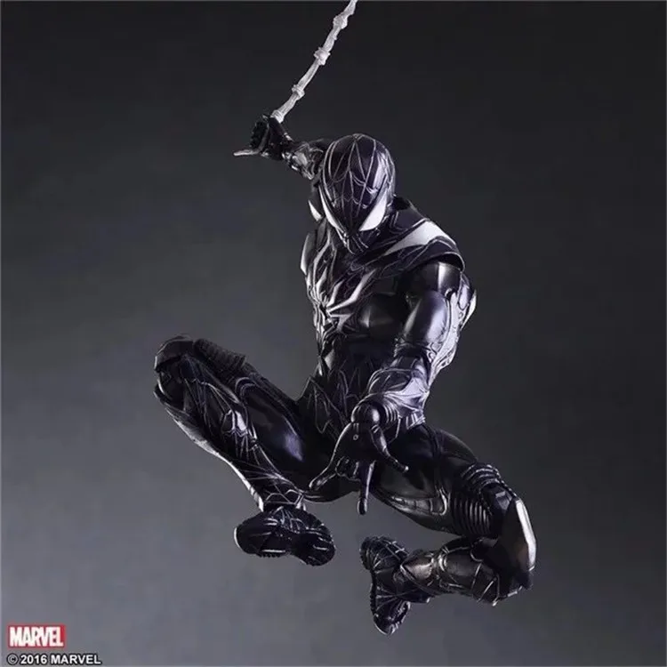 Play Arts Figure The Amazing Spider-Man Action Figure Black Spider-Man Figure Model Doll Collection Desk Decor Toy Birthday Gift