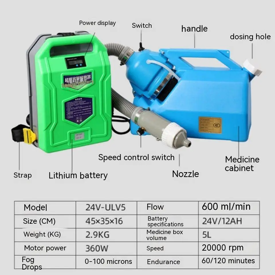 7L elektryczny dezynfekcja opryskiwacz dezynfekujący maszyna do mgły inteligentny Ultra-Low Capacity ULV zimny Fogger do szpitali ogrodowych