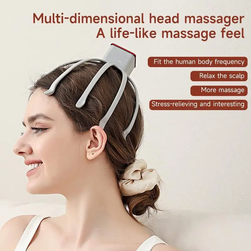 Ultra Scalp Massager 8 Frequency Vibrating Contacts 3 Modes 360 Degree Portable Rechargeable Tool