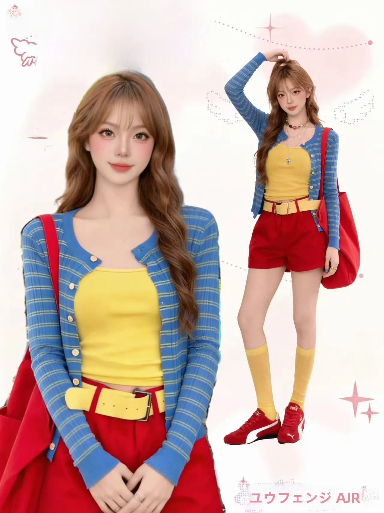 

AURA Women's Knitted round Neck Open Cardigan Striped Color Block Spring Summer New Style Korean Style Versatile Top