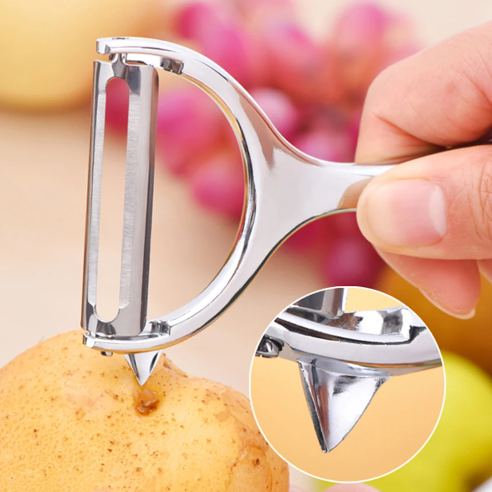 

Ultra Stainless Steel Vegetable Fruit Peelers Kitchen Gadget Potato Scrubber Serrated Blade Anti Slip H Y Shape Design