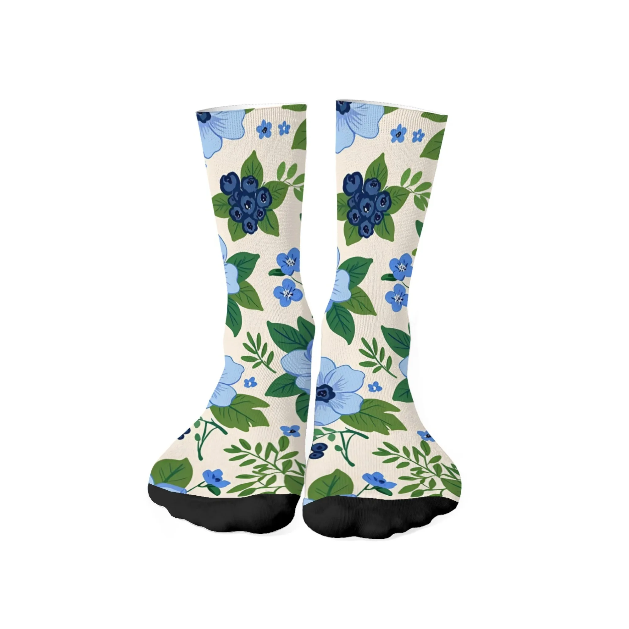 

Чулки с черничной цветочной тематикой, повседневные носки Happy Crew, удобные и нескользящие, подходят для бега и езды на велосипеде, унисекс.