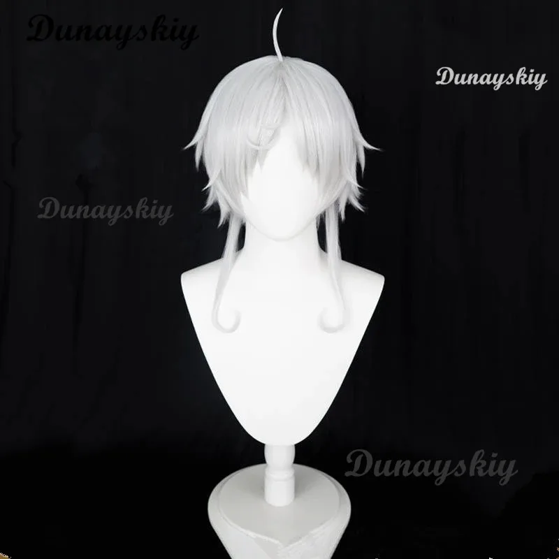 Peluca de Cosplay de Anime Mushoku Sylphiette Tensei 2, pelo corto gris, compatible con gafas, orejas, pelo de fibra resistente al calor + gorro de peluca para Halloween
