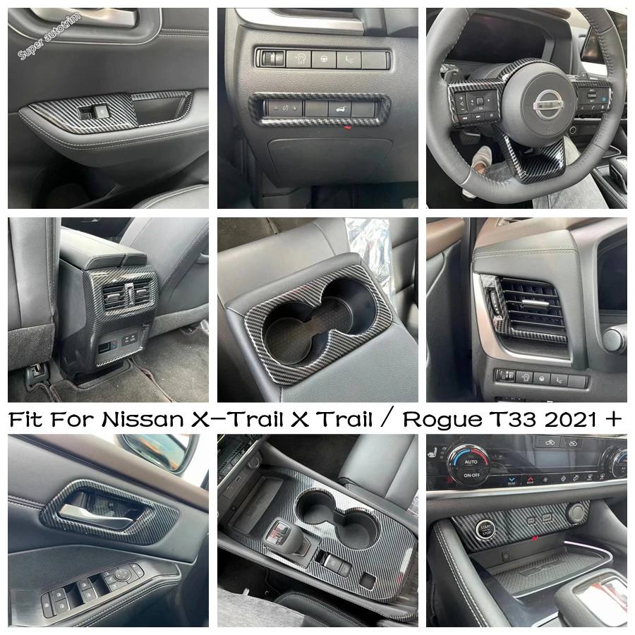 

Gear Shift Water Cup / Steering Wheel / AC Air Outlet Cover Trim Accessories For Nissan X-Trail X Trail / Rogue T33 2021 - 2024