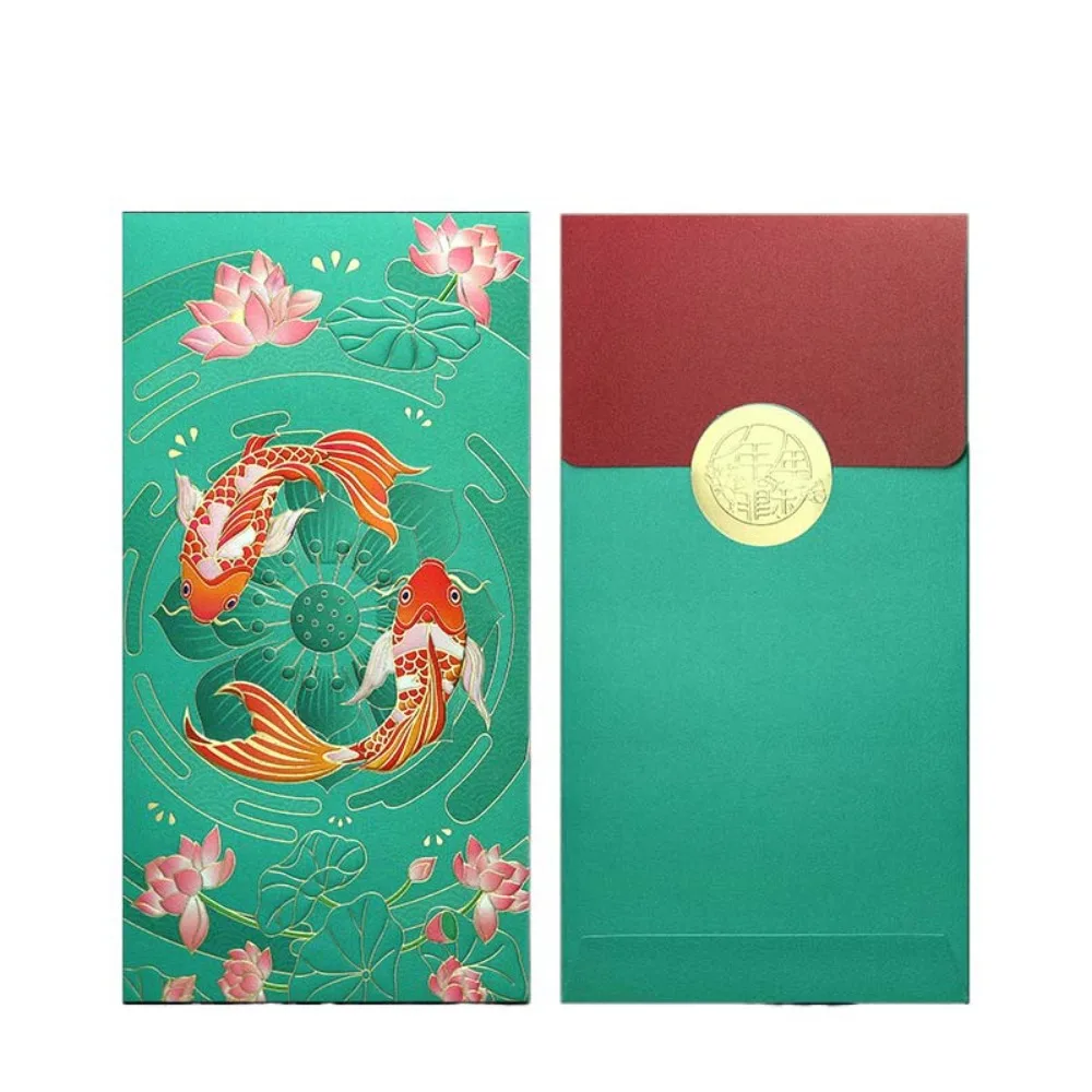 

Hot Stamping Chinese New Year red envelopes Embossed Solid Lucky Money Bag Rectangular Paper Red Packet 2025