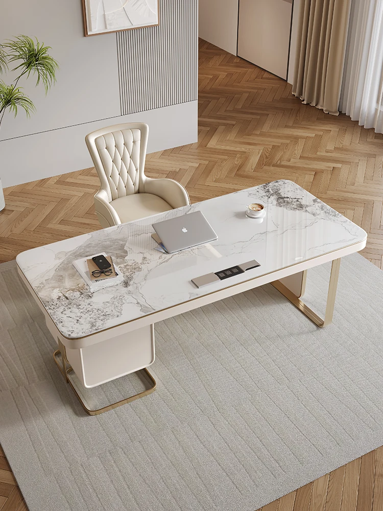 

Light luxury rock board desk modern simple computer desk office desk chair Home bedroom writing desk